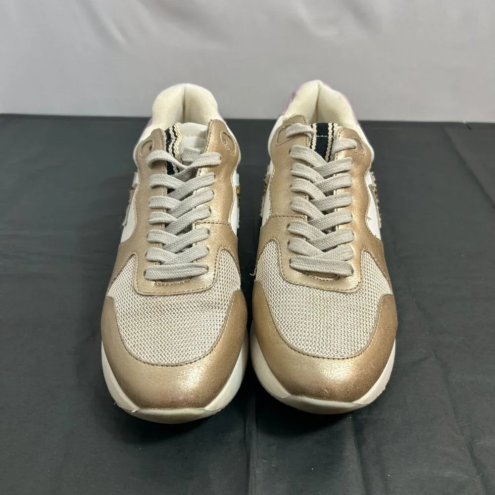 Shu Shop Patricia sneakers in a light gold color with a leopard print star 7.5 - Picture 2 of 7